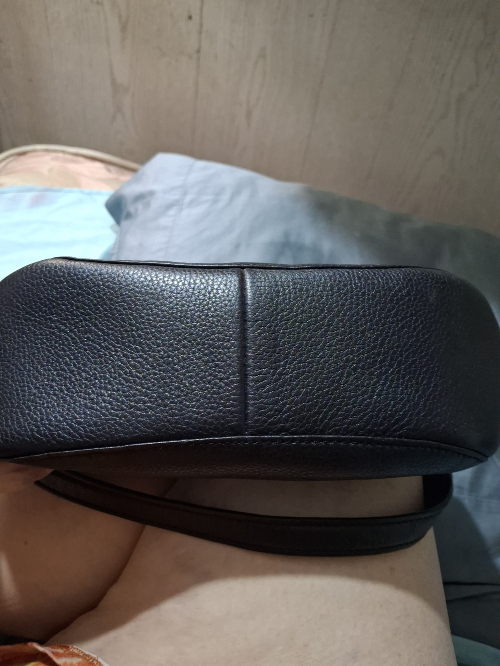 Michael Kors Black Pebbled Leather Hobo with MK Charm 10"W x 6"H x + 21" Strap - Picture 4 of 4